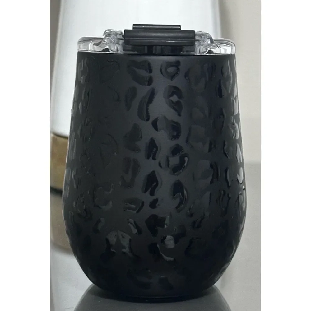BRUMATE UNCORK'D 14oz WINE‎ TUMBLER, BLACK ONYX LEOPARD